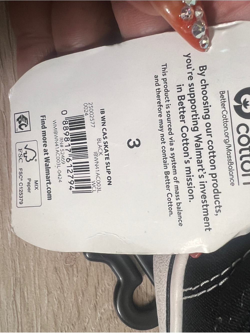Wonder Nation Toddler Black Canvas Slip-On Sneakers | Size 3 - Picture 2 of 4